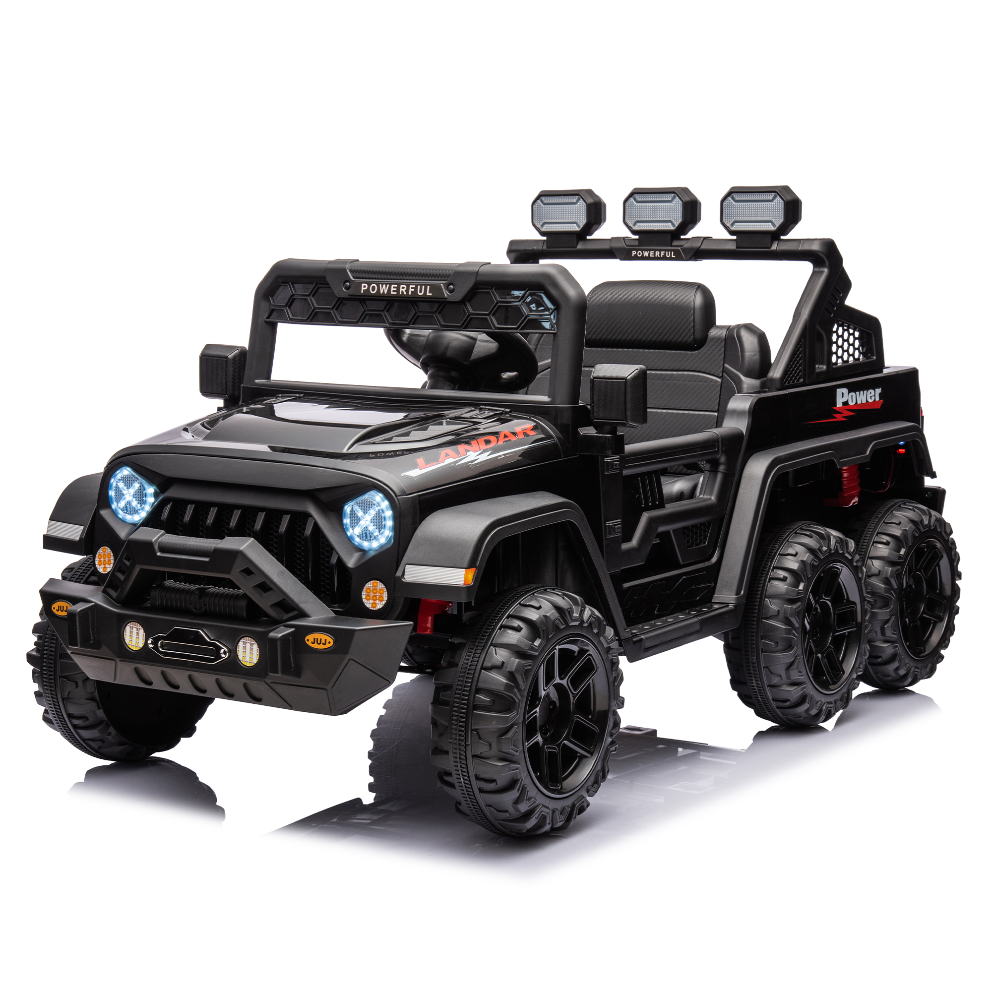 24V Kids Ride On Truck, Kids Car with Remote Control, BluetoothMusic, Adjustable Speeds, Led Lights, 4WD Electric Car for Kids Boys Girls